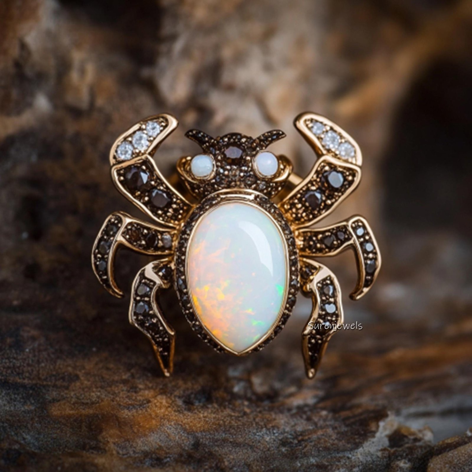 Opal Beetle Earrings, Unique Insect Statement Earrings, Gold Gemstone Bug Earrings, Nature Inspired Jewelry, Luxury Statement Opal Beetle Earrings, Unique Insect Statement Earrings, Gold Gemstone Bug Earrings, Nature Inspired Jewelry, Luxury Statement