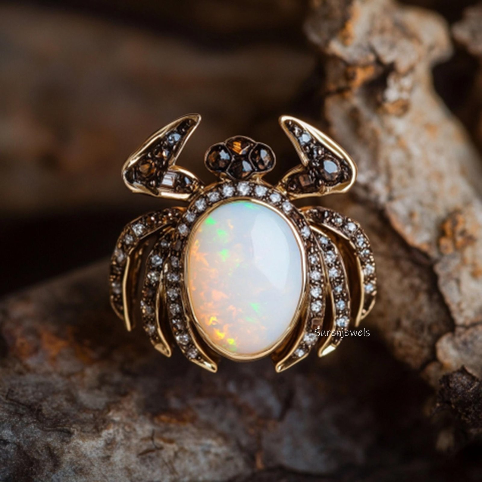 Opal Beetle Earrings, Unique Insect Statement Earrings, Gold Gemstone Bug Earrings, Nature Inspired Jewelry, Luxury Statement Opal Beetle Earrings, Unique Insect Statement Earrings, Gold Gemstone Bug Earrings, Nature Inspired Jewelry, Luxury Statement