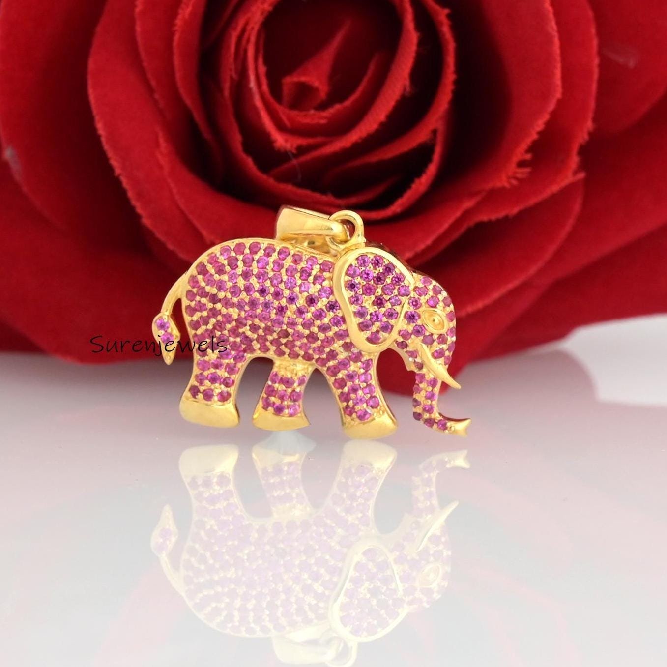 Pave Diamond Elephant Pendant: 925 Silver Animal Jewelry - Suren Jewels | SKU: SJP3374 Pave Diamond Elephant Pendant: 925 Silver Animal Jewelry - Suren Jewels | SKU: SJP3374