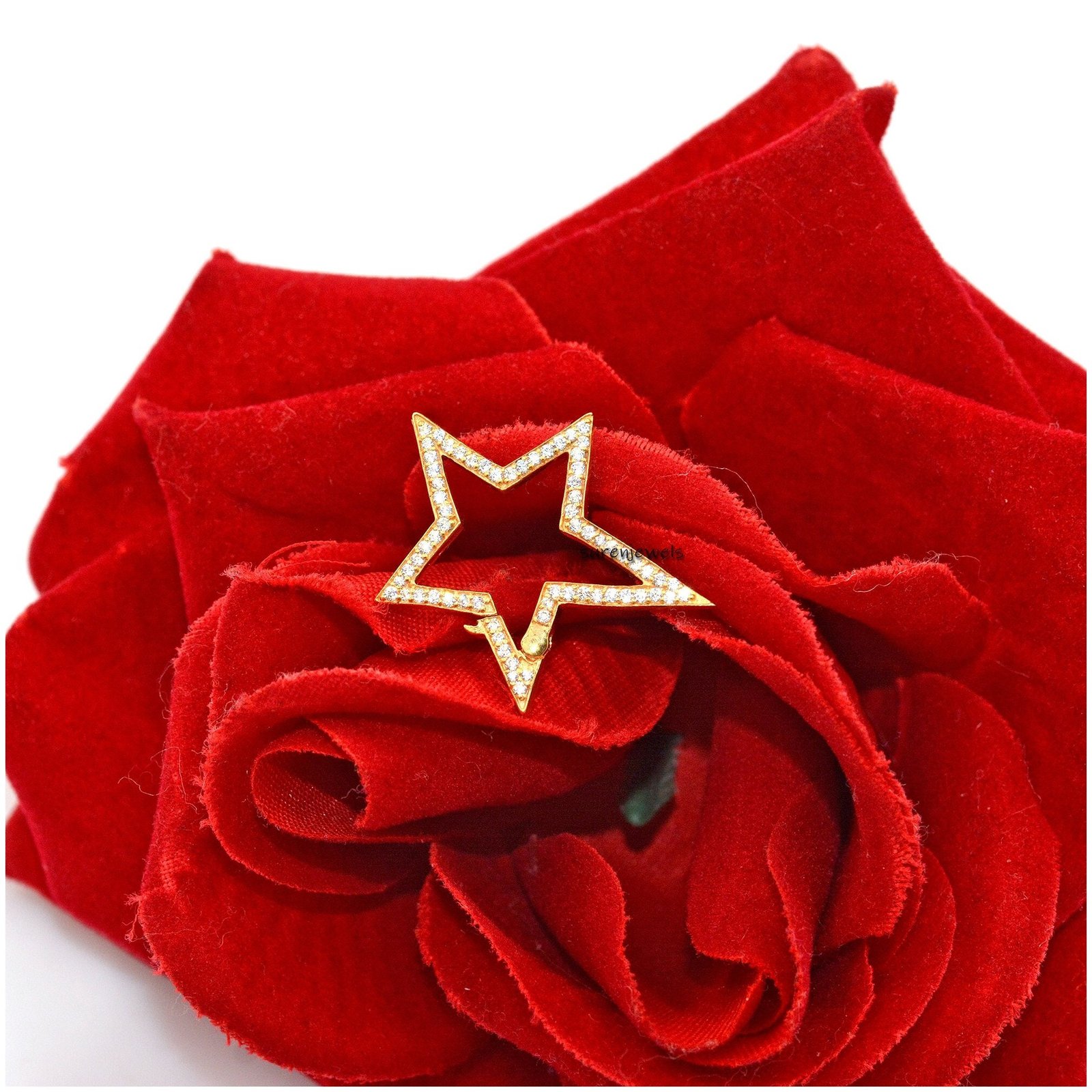 Pave Diamond Star Enhancer Lock: 14k Gold Vermeil Jewelry Clasp - Suren Jewels | SKU: SJP1380-SLYGCZ Pave Diamond Star Enhancer Lock: 14k Gold Vermeil Jewelry Clasp - Suren Jewels | SKU: SJP1380-SLYGCZ
