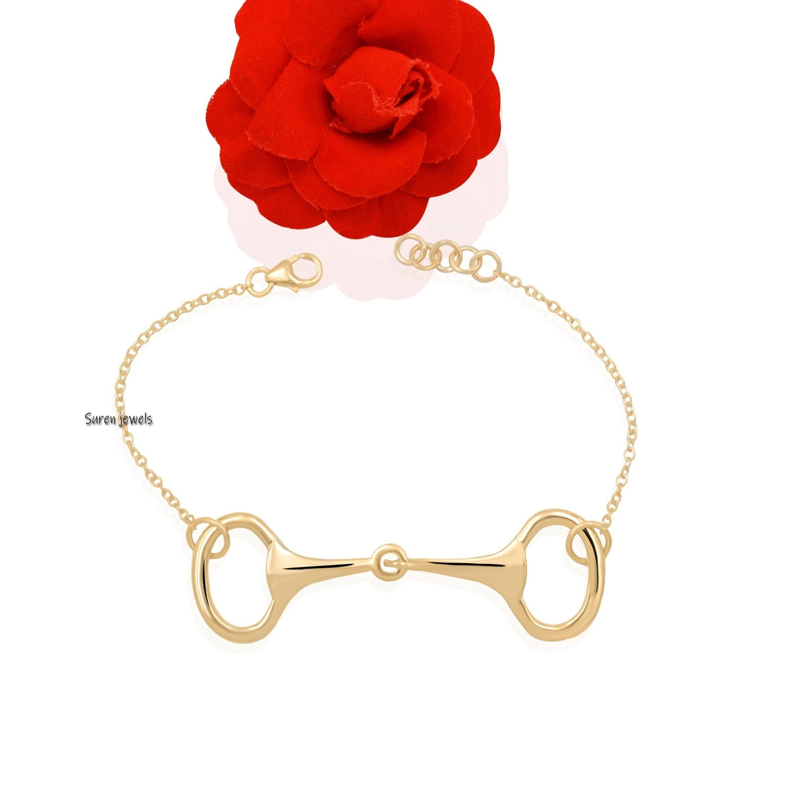 Silver Snaffle Bit Bracelet: Equestrian Horsebit Jewelry - Suren Jewels | SKU: SJA12-SLYG Silver Snaffle Bit Bracelet: Equestrian Horsebit Jewelry - Suren Jewels | SKU: SJA12-SLYG