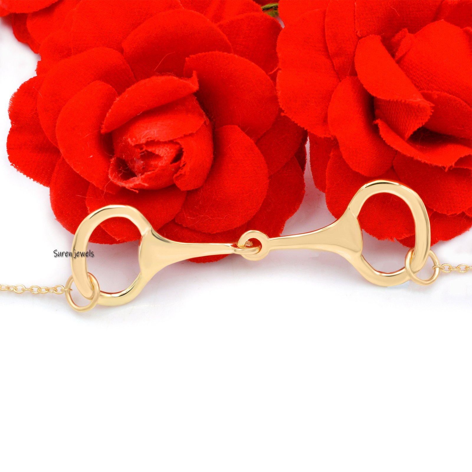 Silver Snaffle Bit Bracelet: Equestrian Horsebit Jewelry - View 2 - Suren Jewels | SKU: SJA12-SLYG Silver Snaffle Bit Bracelet: Equestrian Horsebit Jewelry - View 2 - Suren Jewels | SKU: SJA12-SLYG