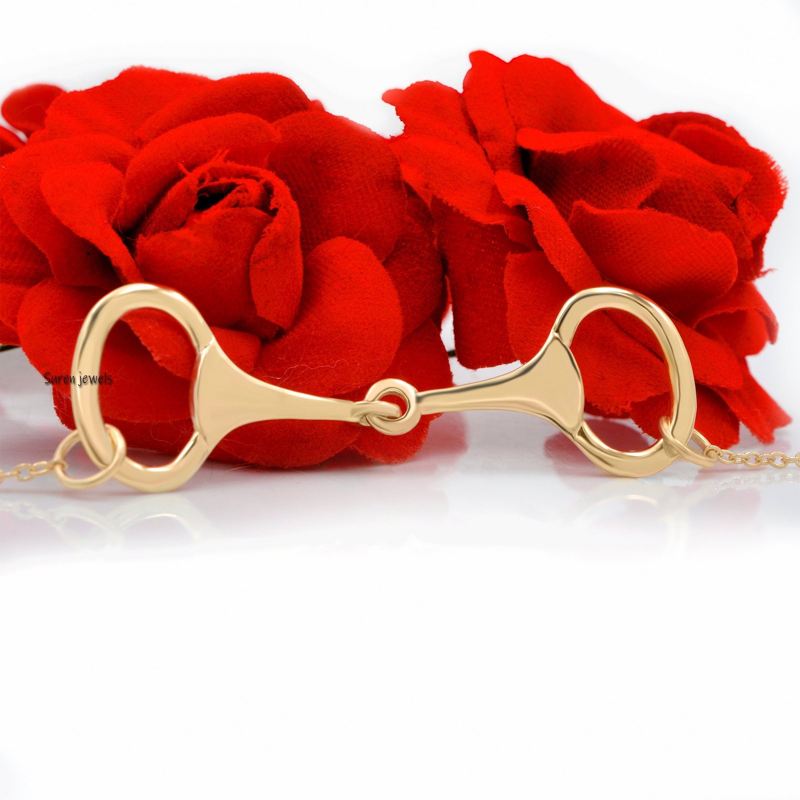 Silver Snaffle Bit Bracelet: Equestrian Horsebit Jewelry - View 3 - Suren Jewels | SKU: SJA12-SLYG Silver Snaffle Bit Bracelet: Equestrian Horsebit Jewelry - View 3 - Suren Jewels | SKU: SJA12-SLYG