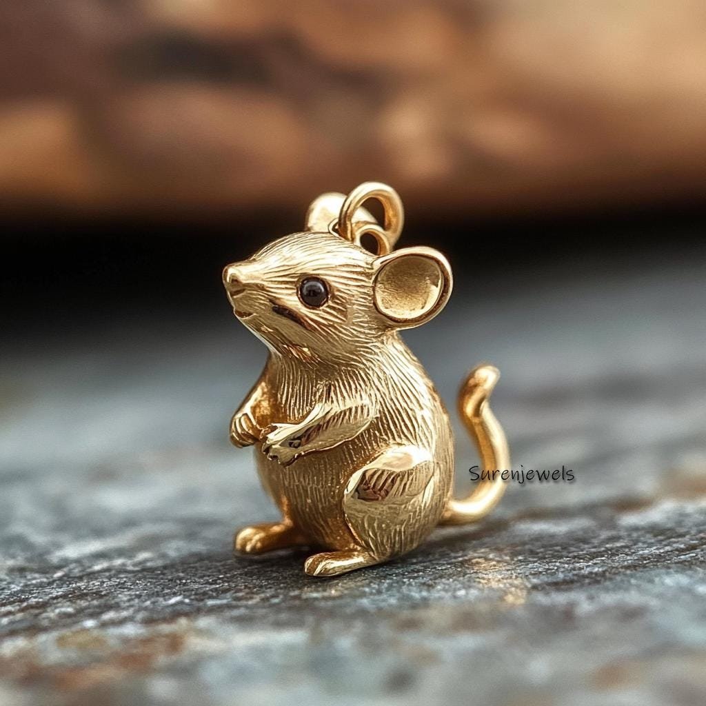Solid 14k Gold Mouse Pendant: Designer Animal Jewelry - Suren Jewels | SKU: SJP4321-SLNSBS-20M,SJP4873-SLYG-20M,SJP4283-SLNSB Solid 14k Gold Mouse Pendant: Designer Animal Jewelry - Suren Jewels | SKU: SJP4321-SLNSBS-20M,SJP4873-SLYG-20M,SJP4283-SLNSB