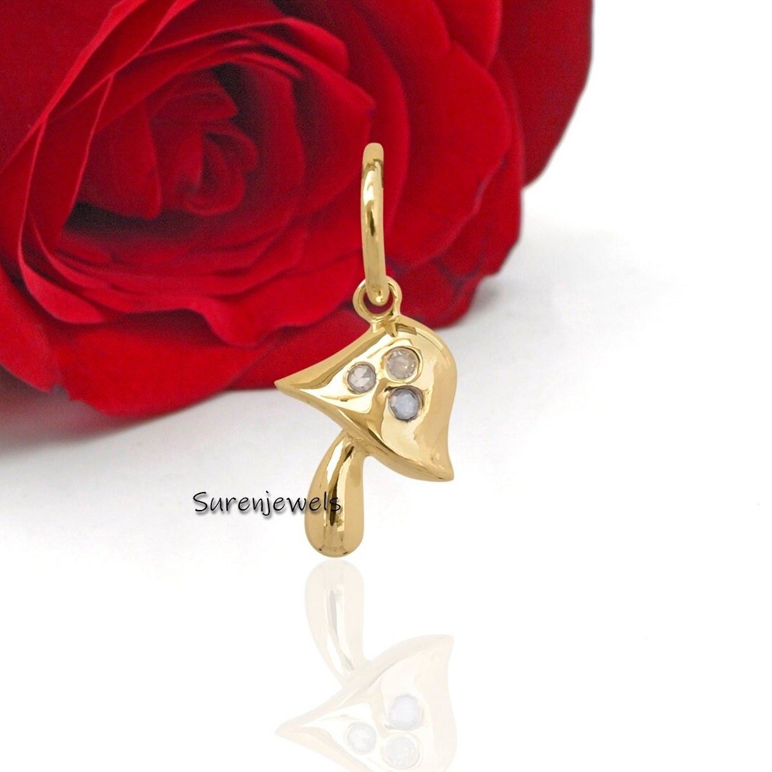Solid Gold Gemstone Mushroom Pendant: Designer Charm - Suren Jewels | SKU: MJM66 Solid Gold Gemstone Mushroom Pendant: Designer Charm - Suren Jewels | SKU: MJM66