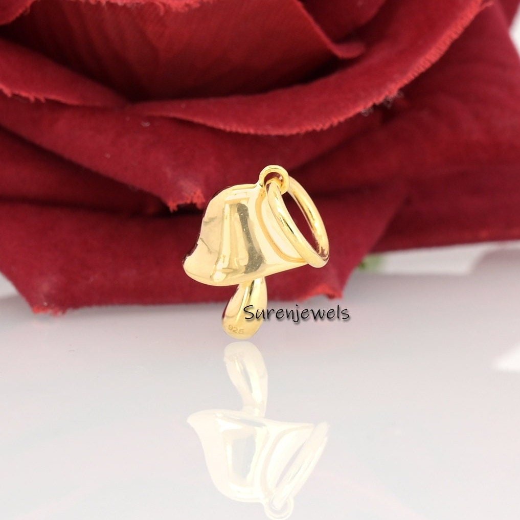 Solid Gold Gemstone Mushroom Pendant: Designer Charm - View 3 - Suren Jewels | SKU: MJM66 Solid Gold Gemstone Mushroom Pendant: Designer Charm - View 3 - Suren Jewels | SKU: MJM66