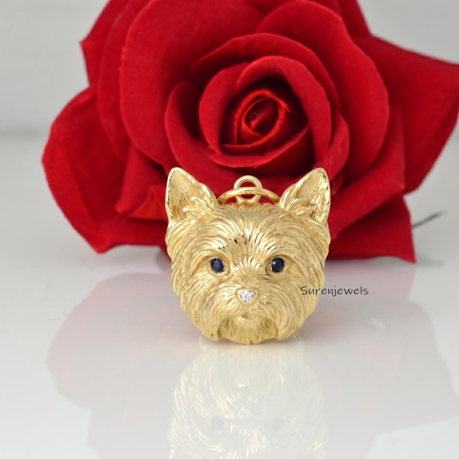Solid Gold Yorkie Pendant, Yorkshire Terrier Dog Charm, Small Gold Pet Portrait Necklace, Custom Dog Breed Jewelry, Gift for Solid Gold Yorkie Pendant, Yorkshire Terrier Dog Charm, Small Gold Pet Portrait Necklace, Custom Dog Breed Jewelry, Gift for