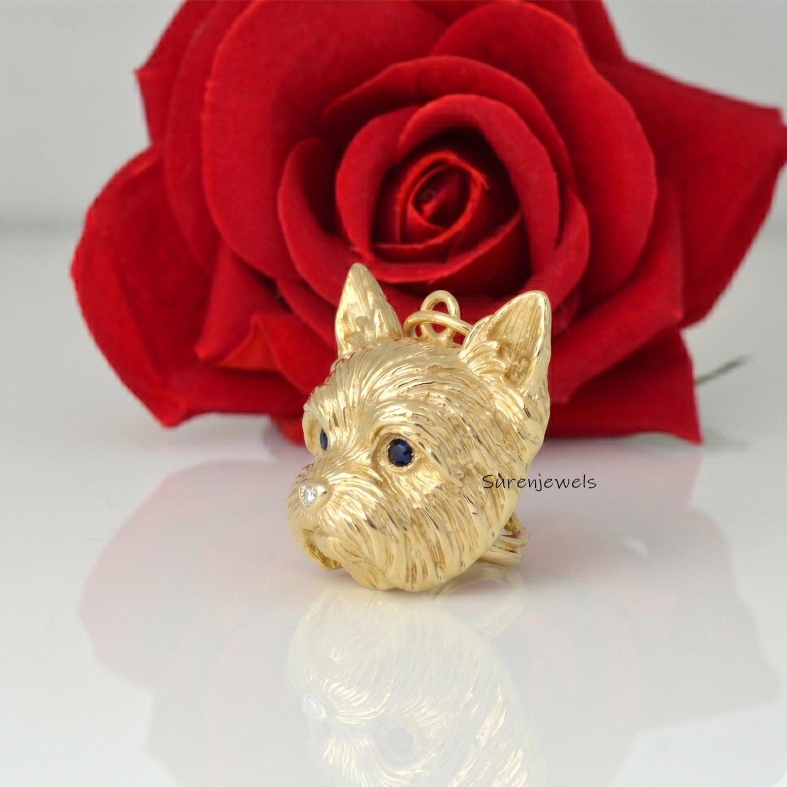 Solid Gold Yorkie Pendant, Yorkshire Terrier Dog Charm, Small Gold Pet Portrait Necklace, Custom Dog Breed Jewelry, Gift for Solid Gold Yorkie Pendant, Yorkshire Terrier Dog Charm, Small Gold Pet Portrait Necklace, Custom Dog Breed Jewelry, Gift for