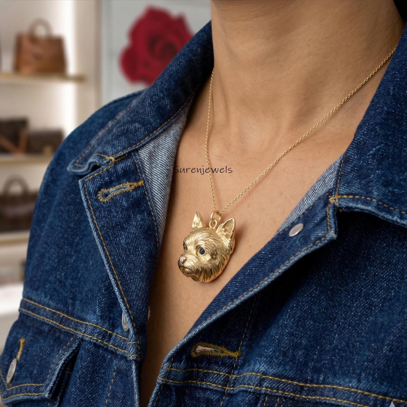 Solid Gold Yorkie Pendant, Yorkshire Terrier Dog Charm, Small Gold Pet Portrait Necklace, Custom Dog Breed Jewelry, Gift for Solid Gold Yorkie Pendant, Yorkshire Terrier Dog Charm, Small Gold Pet Portrait Necklace, Custom Dog Breed Jewelry, Gift for