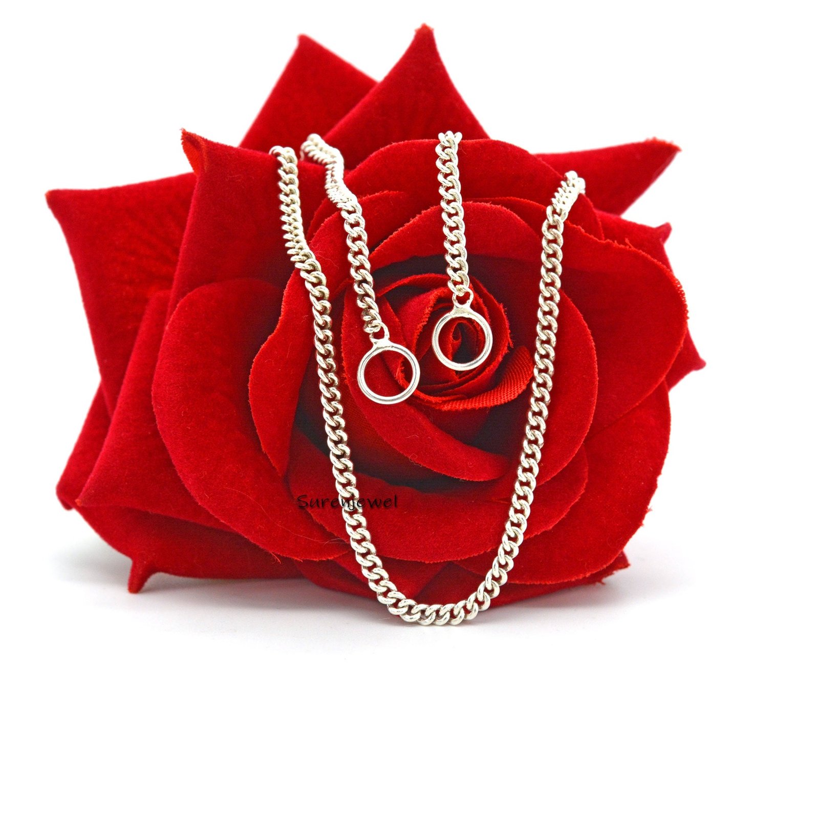 Sterling Silver 3mm Curb Chain Necklace: Carabiner Lock Jewelry - Suren Jewels | SKU: SJN234/G17-SLOX Sterling Silver 3mm Curb Chain Necklace: Carabiner Lock Jewelry - Suren Jewels | SKU: SJN234/G17-SLOX