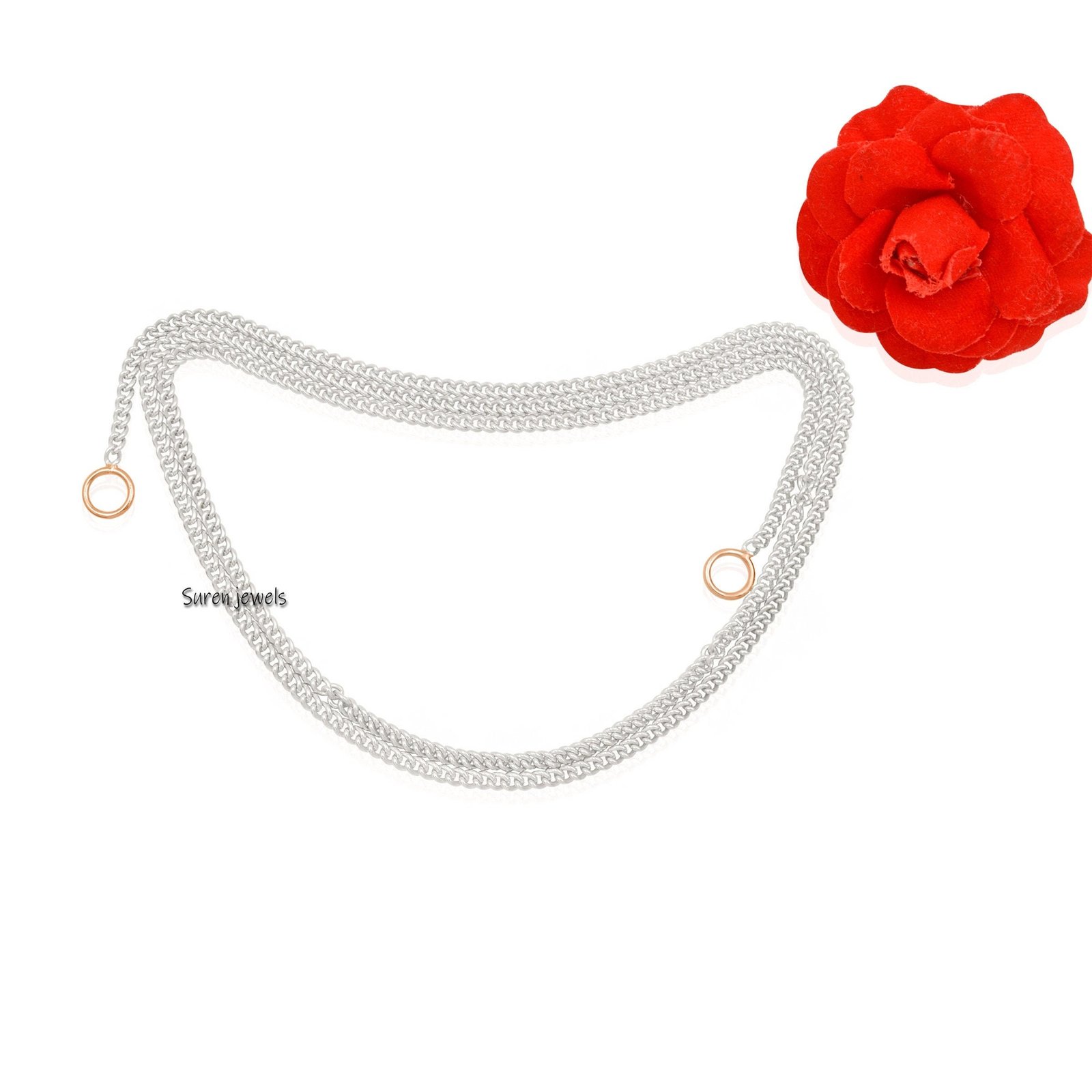 Sterling Silver 3mm Curb Chain Necklace: Carabiner Lock Jewelry - View 6 - Suren Jewels | SKU: SJN234/G17-SLOX Sterling Silver 3mm Curb Chain Necklace: Carabiner Lock Jewelry - View 6 - Suren Jewels | SKU: SJN234/G17-SLOX
