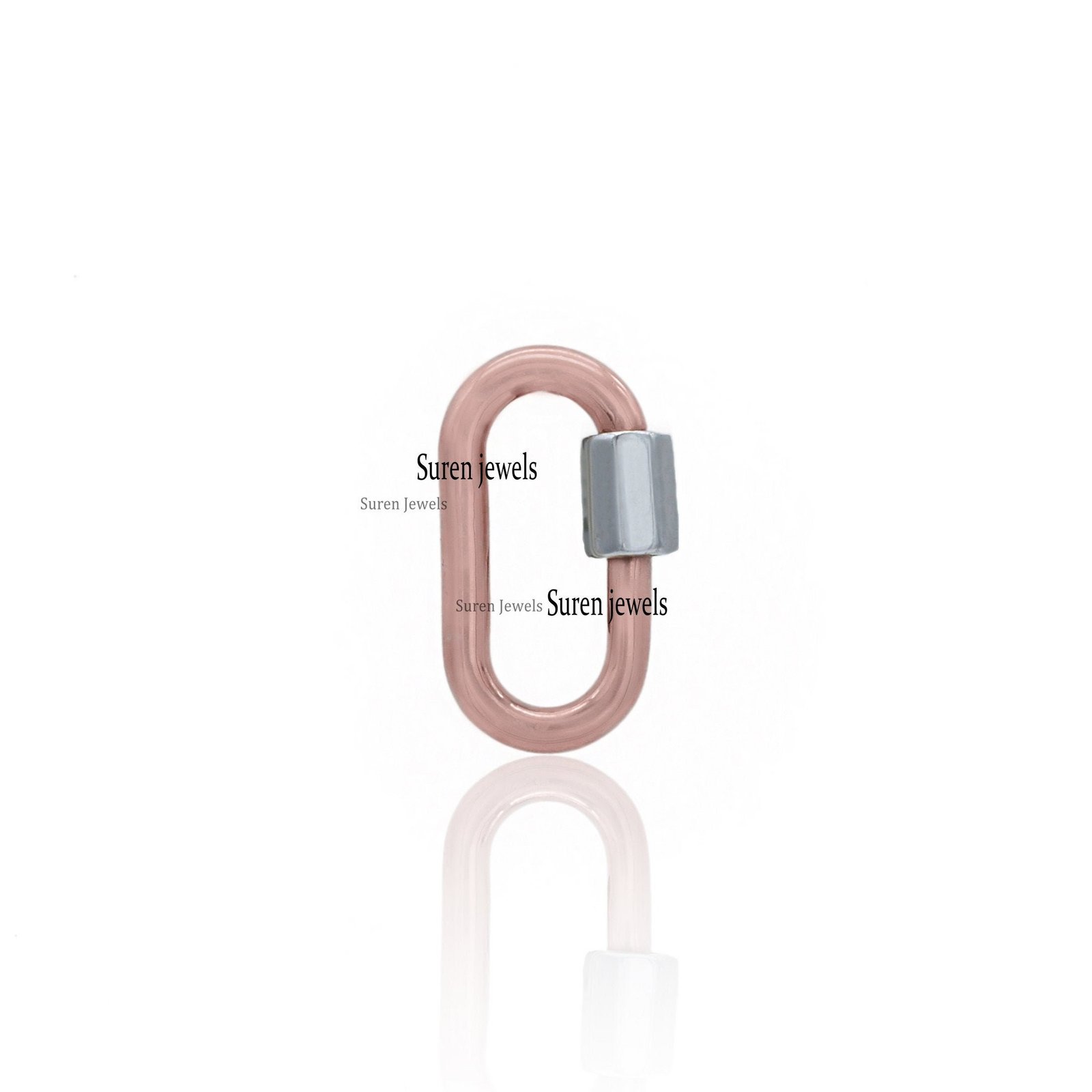Sterling Silver Carabiner Lock: Yellow Gold Plated Screw, Jewelry Connector - View 4 - Suren Jewels | SKU: SJC130-SLRGRH-925- Sterling Silver Carabiner Lock: Yellow Gold Plated Screw, Jewelry Connector - View 4 - Suren Jewels | SKU: SJC130-SLRGRH-925-
