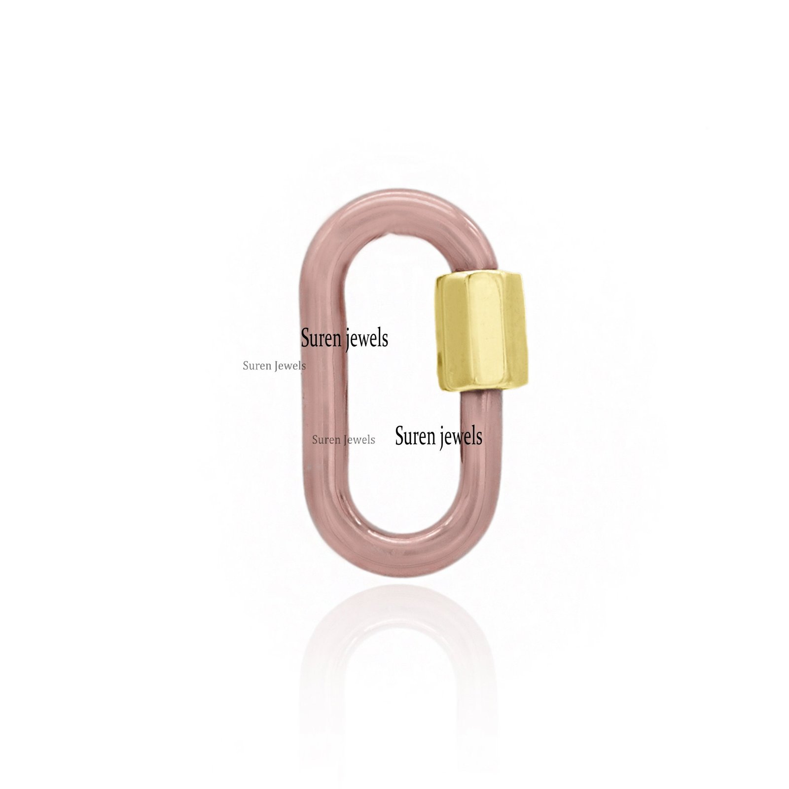 Sterling Silver Carabiner Lock: Yellow Gold Plated Screw, Jewelry Connector - View 5 - Suren Jewels | SKU: SJC130-SLRGRH-925- Sterling Silver Carabiner Lock: Yellow Gold Plated Screw, Jewelry Connector - View 5 - Suren Jewels | SKU: SJC130-SLRGRH-925-