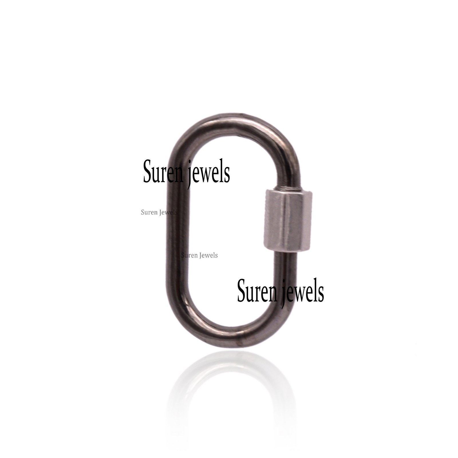 Sterling Silver Carabiner Lock: Yellow Gold Plated Screw, Jewelry Connector - View 6 - Suren Jewels | SKU: SJC130-SLRGRH-925- Sterling Silver Carabiner Lock: Yellow Gold Plated Screw, Jewelry Connector - View 6 - Suren Jewels | SKU: SJC130-SLRGRH-925-