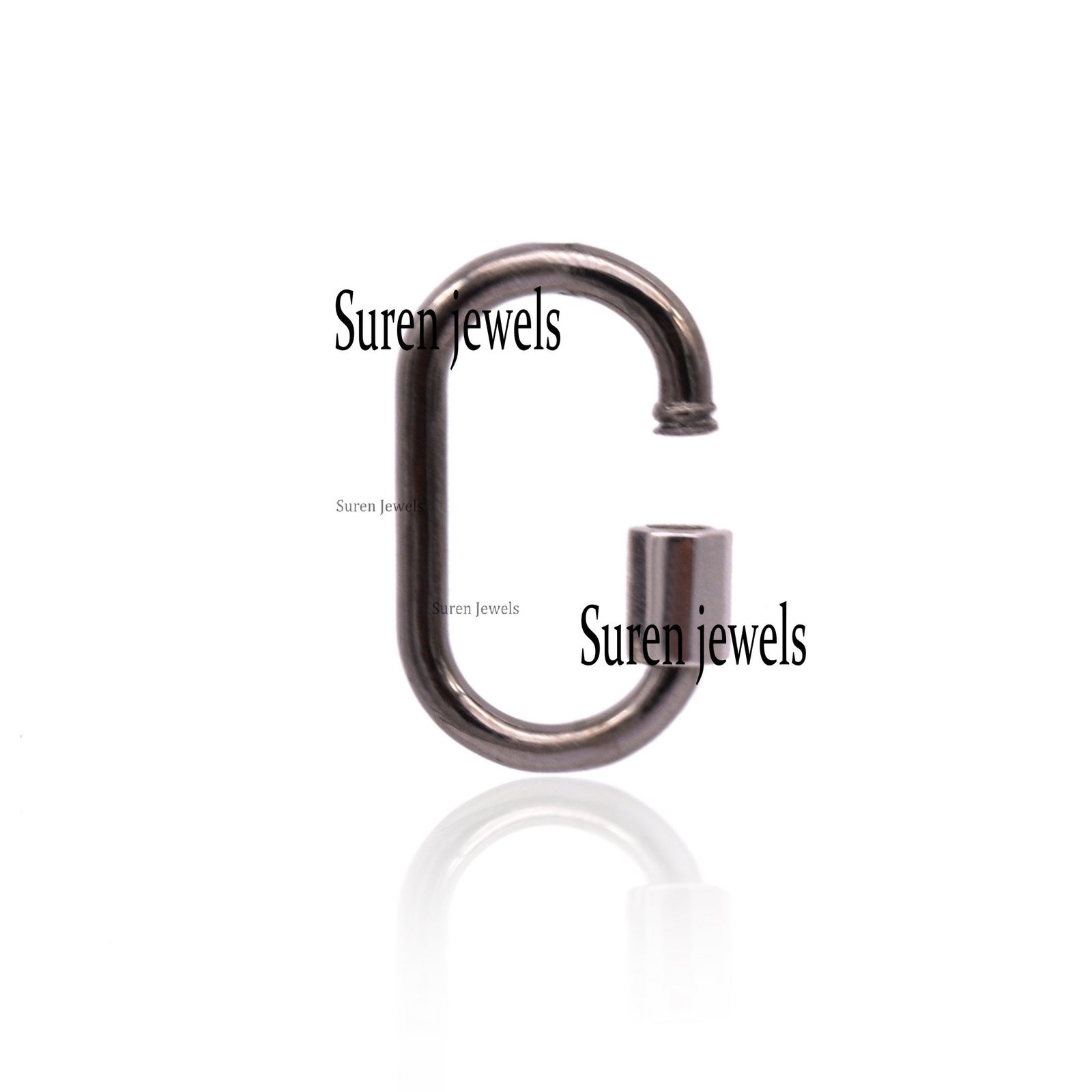 Sterling Silver Carabiner Lock: Yellow Gold Plated Screw, Jewelry Connector - View 7 - Suren Jewels | SKU: SJC130-SLRGRH-925- Sterling Silver Carabiner Lock: Yellow Gold Plated Screw, Jewelry Connector - View 7 - Suren Jewels | SKU: SJC130-SLRGRH-925-