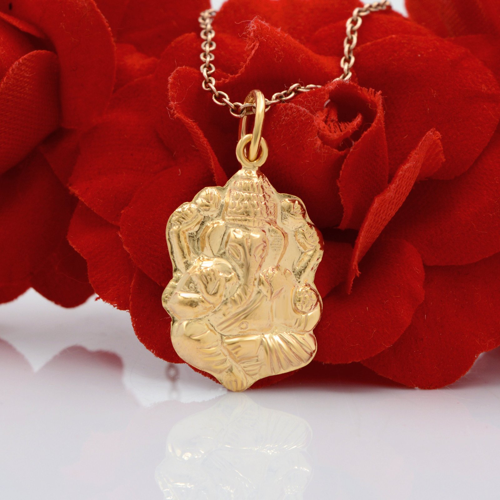 Sterling Silver Ganesha Pendant: Indian God Charm (30x15 mm) - Suren Jewels | SKU: SJP769-SLYG Sterling Silver Ganesha Pendant: Indian God Charm (30x15 mm) - Suren Jewels | SKU: SJP769-SLYG