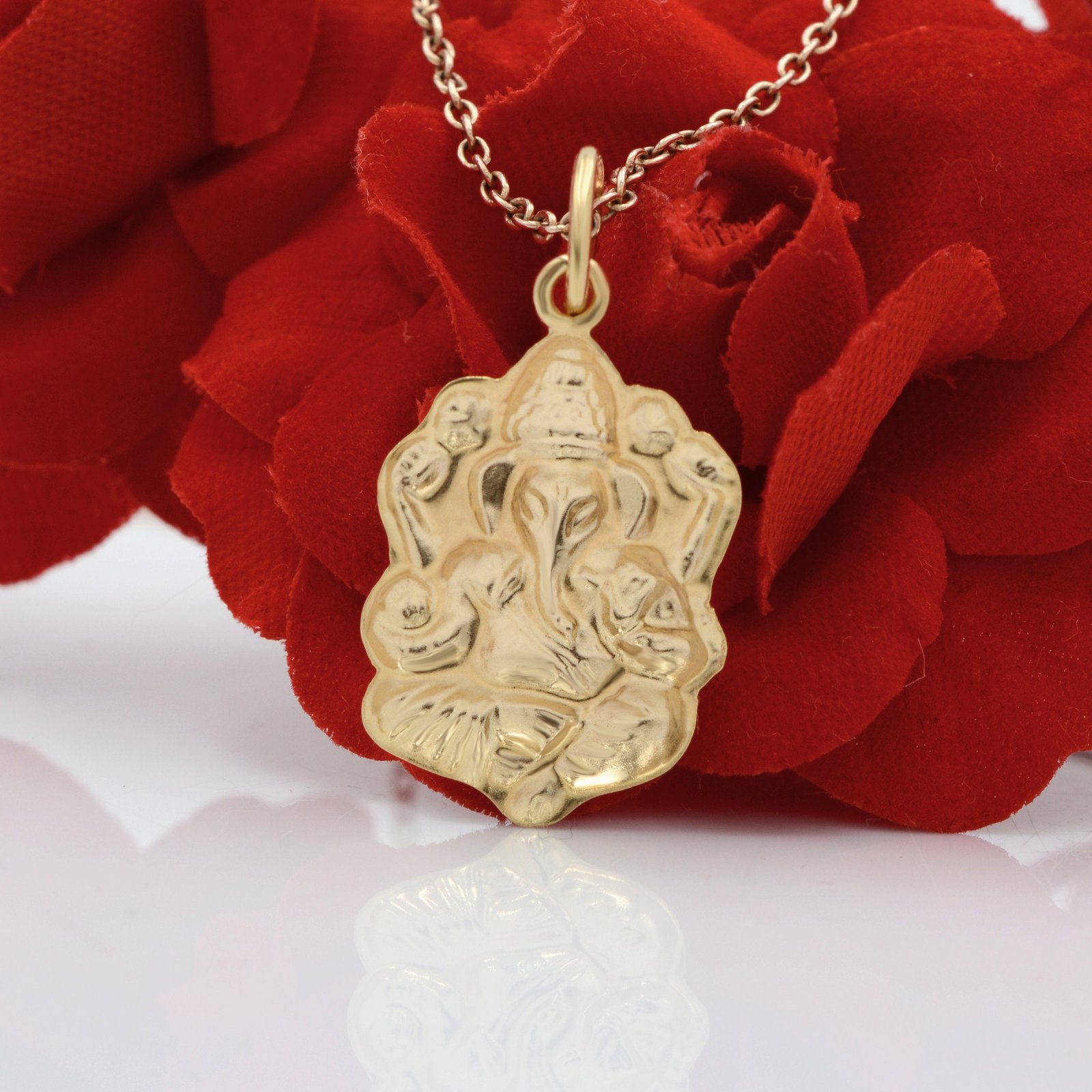 Sterling Silver Ganesha Pendant: Indian God Charm (30x15 mm) - View 2 - Suren Jewels | SKU: SJP769-SLYG Sterling Silver Ganesha Pendant: Indian God Charm (30x15 mm) - View 2 - Suren Jewels | SKU: SJP769-SLYG