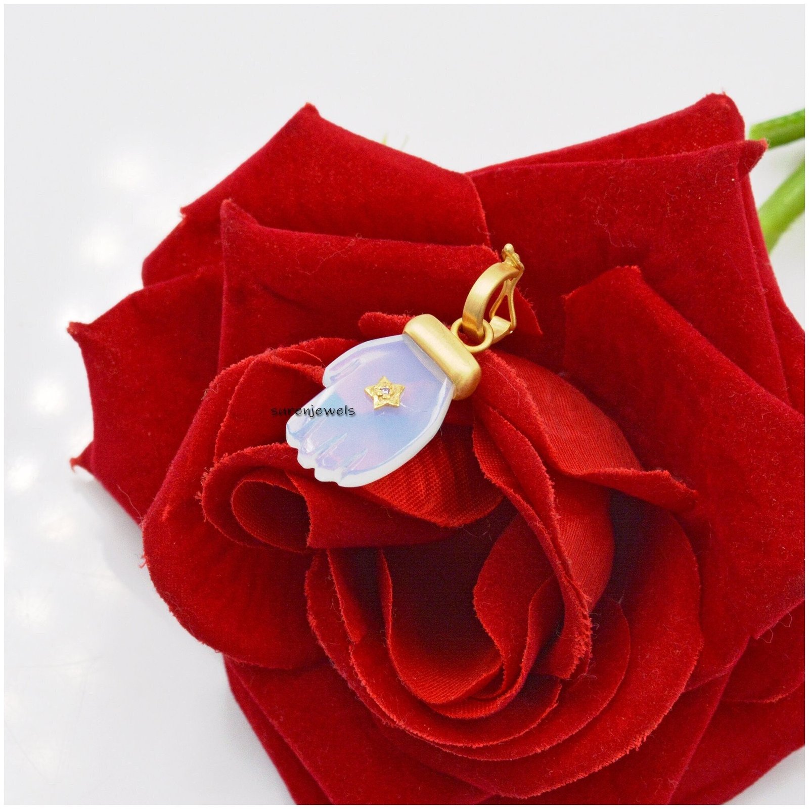 Sterling Silver Gemstone Figa Hand Charm: Carnelian, Turquoise, Crystal (25mm) - Suren Jewels | SKU: SJP1059-SLYGMSAM-25M Sterling Silver Gemstone Figa Hand Charm: Carnelian, Turquoise, Crystal (25mm) - Suren Jewels | SKU: SJP1059-SLYGMSAM-25M
