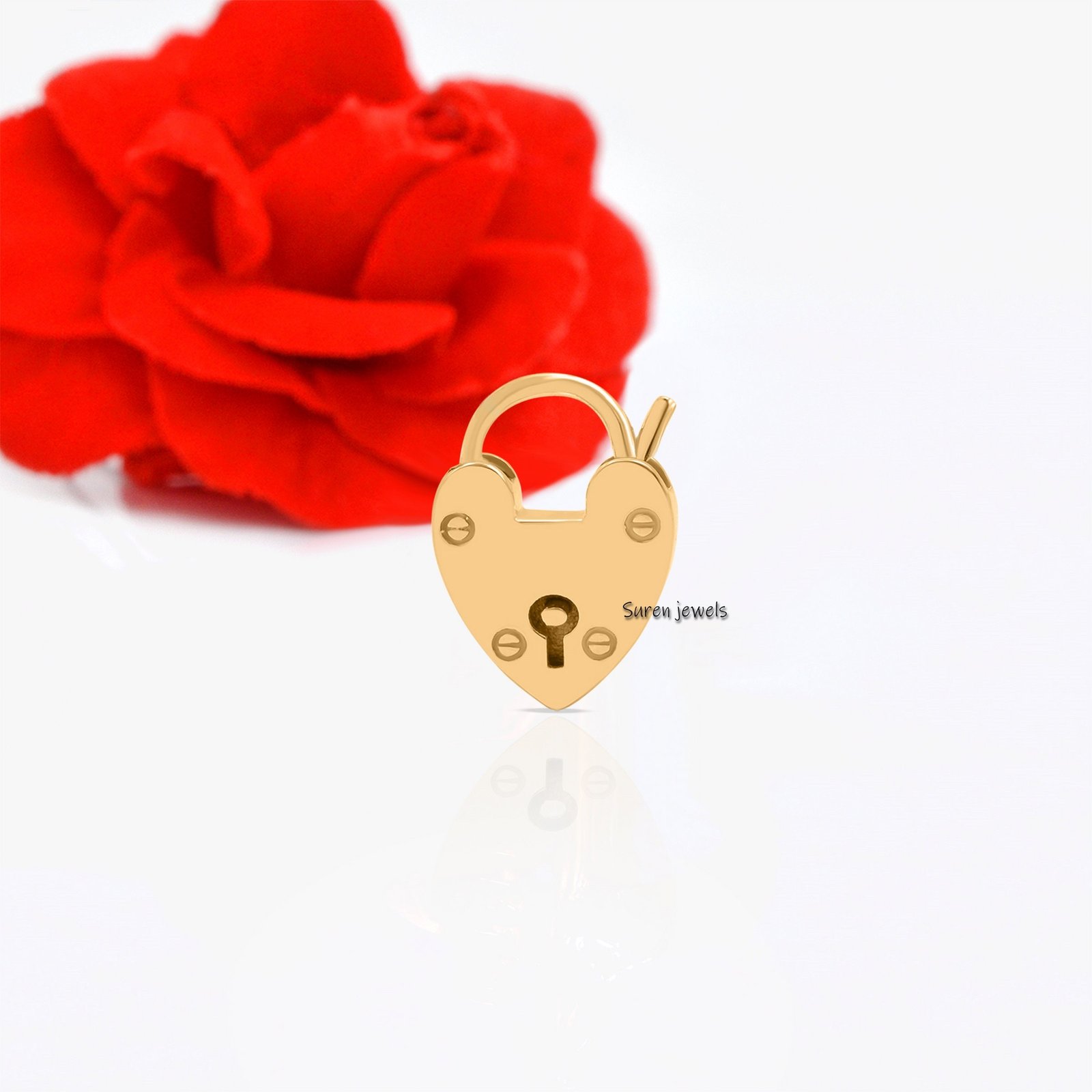 Sterling Silver Heart Padlock Pendant: Vintage Dainty Jewelry - View 3 - Suren Jewels | SKU: SJP48-SLNS-N47-18I Sterling Silver Heart Padlock Pendant: Vintage Dainty Jewelry - View 3 - Suren Jewels | SKU: SJP48-SLNS-N47-18I