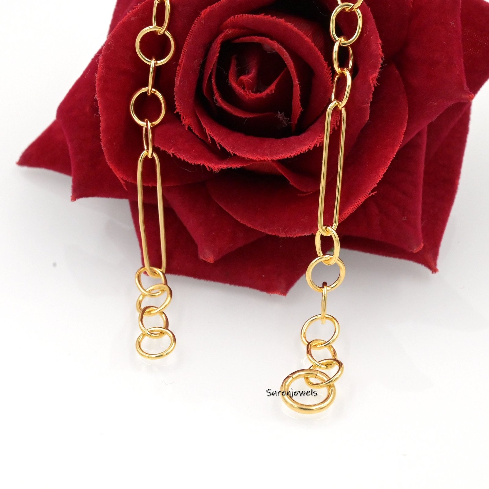 Sterling Silver Mixed Link Chain Enhancer Necklace: Handmade Charm Holder - View 2 - Suren Jewels | SKU: g38 Sterling Silver Mixed Link Chain Enhancer Necklace: Handmade Charm Holder - View 2 - Suren Jewels | SKU: g38