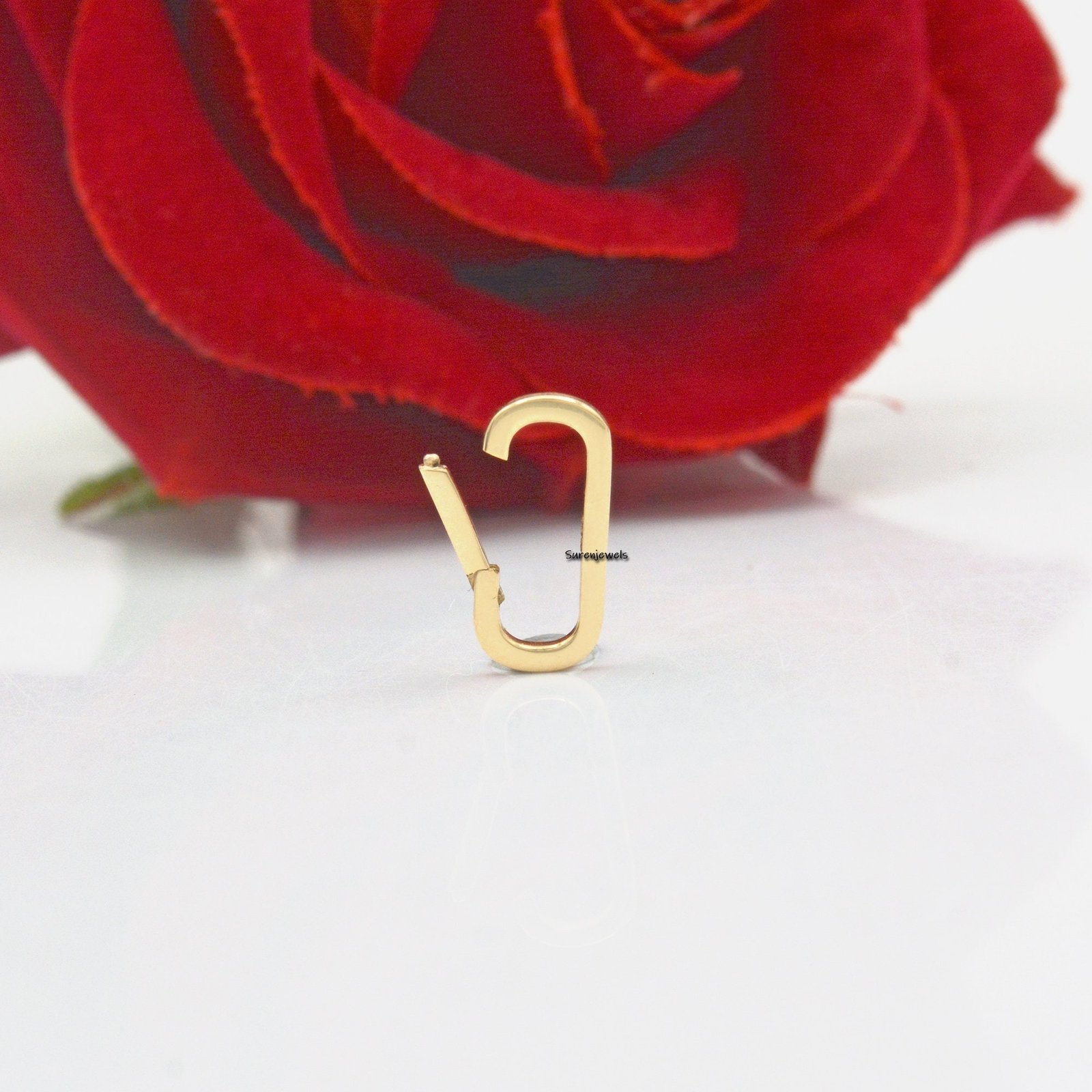 Sterling Silver Oval Charm Holder Clasp: Charm Enhancer Pendant - View 2 - Suren Jewels | SKU: SJP445-SLYG-N47-18I-925 Sterling Silver Oval Charm Holder Clasp: Charm Enhancer Pendant - View 2 - Suren Jewels | SKU: SJP445-SLYG-N47-18I-925