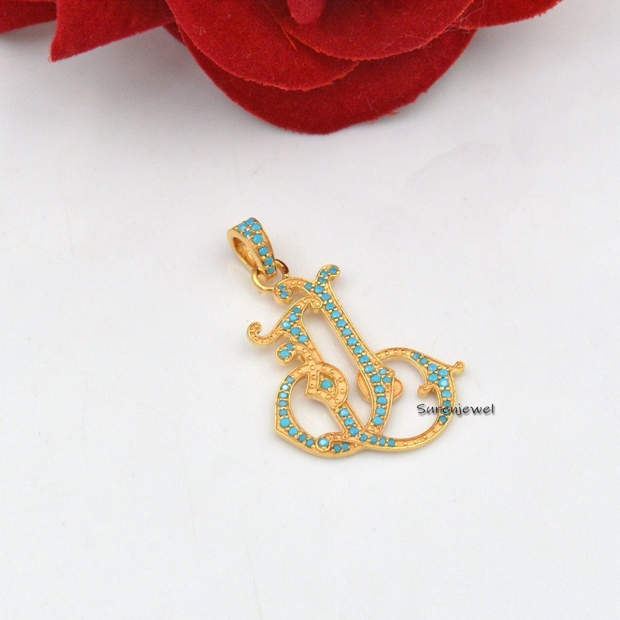 Sterling Silver Pave Diamond Monogram Pendant - Custom Alphabet Jewelry - View 2 - Suren Jewels | SKU: SJP540-SLYGDI-MO-N41-1 Sterling Silver Pave Diamond Monogram Pendant - Custom Alphabet Jewelry - View 2 - Suren Jewels | SKU: SJP540-SLYGDI-MO-N41-1