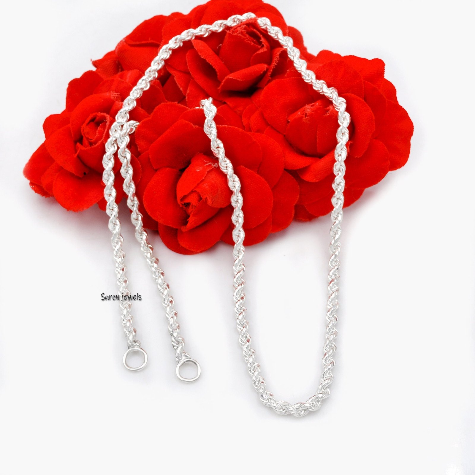 Sterling Silver Rolo Chain Carabiner Necklace: Dainty 925 Silver - Suren Jewels | SKU: SJN314-SLNS/G35-SLYG-16I Sterling Silver Rolo Chain Carabiner Necklace: Dainty 925 Silver - Suren Jewels | SKU: SJN314-SLNS/G35-SLYG-16I