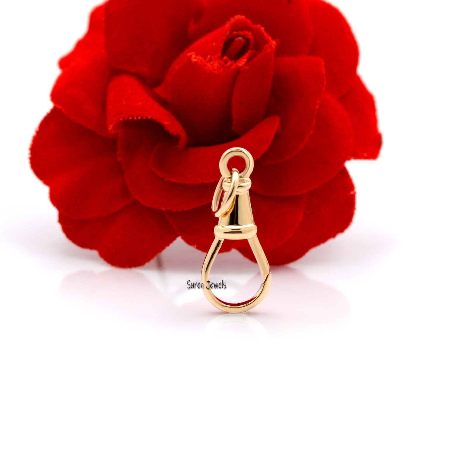 Sterling Silver Swivel Clasp: Triggerless 925 Push Lock Pendant - Suren Jewels | SKU: SJF09-SLYG Sterling Silver Swivel Clasp: Triggerless 925 Push Lock Pendant - Suren Jewels | SKU: SJF09-SLYG