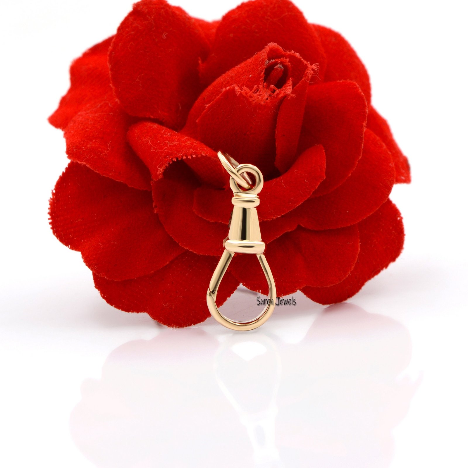 Sterling Silver Swivel Clasp: Triggerless 925 Push Lock Pendant - View 3 - Suren Jewels | SKU: SJF09-SLYG Sterling Silver Swivel Clasp: Triggerless 925 Push Lock Pendant - View 3 - Suren Jewels | SKU: SJF09-SLYG