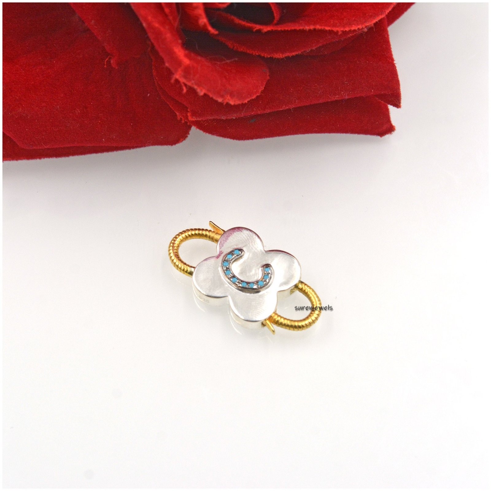 Two-Tone Diamond Initial 925 Silver Padlock Pendant - Suren Jewels | SKU: SJP25-SLNSYGRHDI-L Two-Tone Diamond Initial 925 Silver Padlock Pendant - Suren Jewels | SKU: SJP25-SLNSYGRHDI-L